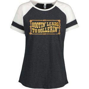 Hootin Leads To Hollerin Groovy Enza Ladies Jersey Colorblock Tee