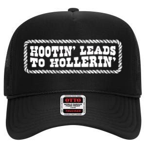 Hootin Leads To Hollerin Groovy High Crown Mesh Back Trucker Hat