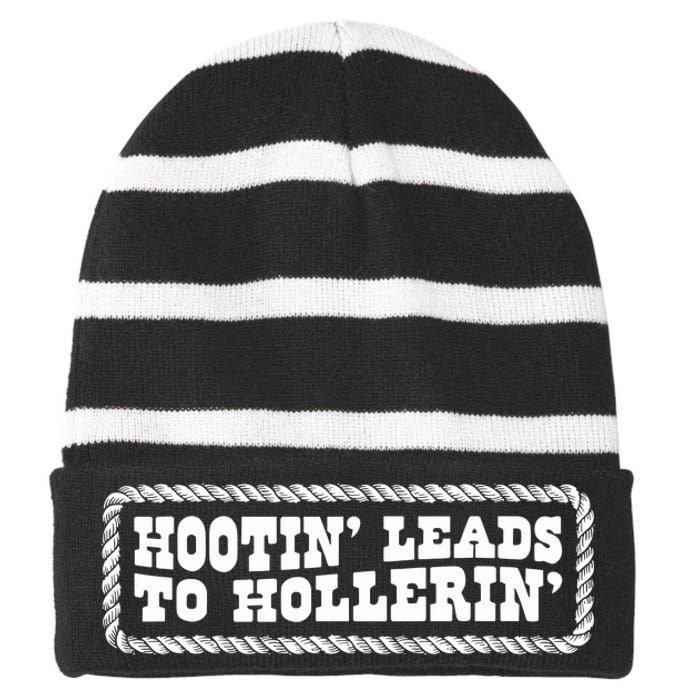 Hootin Leads To Hollerin Groovy Striped Beanie with Solid Band