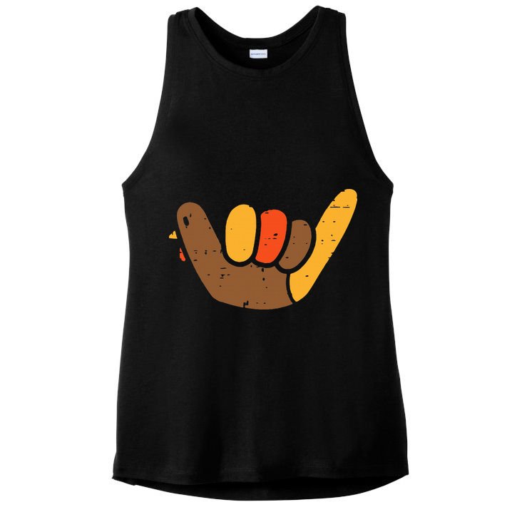Hang Loose Thanksgiving Day Cool Shaka Sign Fall Autumn Ladies PosiCharge Tri-Blend Wicking Tank