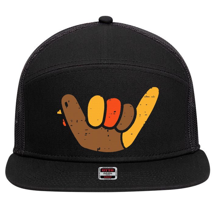 Hang Loose Thanksgiving Day Cool Shaka Sign Fall Autumn 7 Panel Mesh Trucker Snapback Hat
