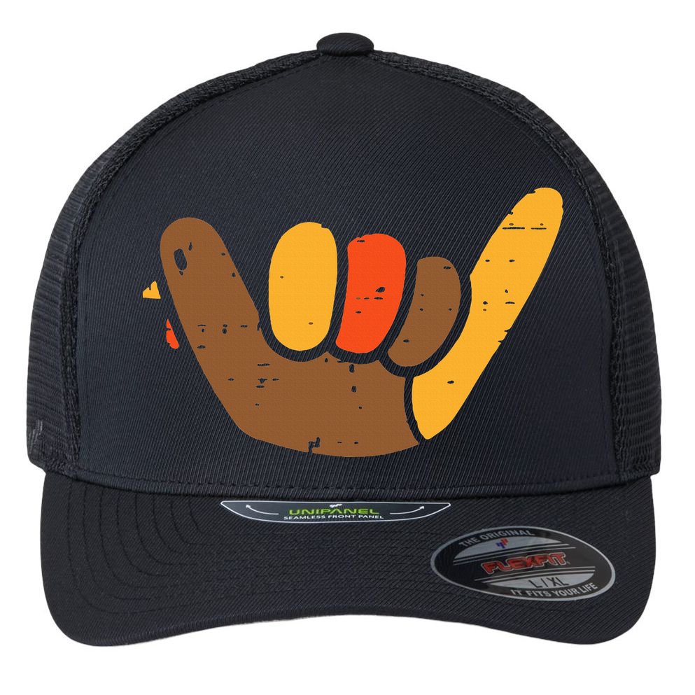 Hang Loose Thanksgiving Day Cool Shaka Sign Fall Autumn Flexfit Unipanel Trucker Cap