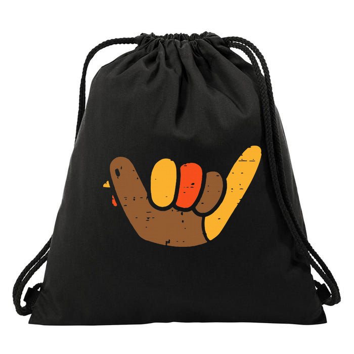 Hang Loose Thanksgiving Day Cool Shaka Sign Fall Autumn Drawstring Bag