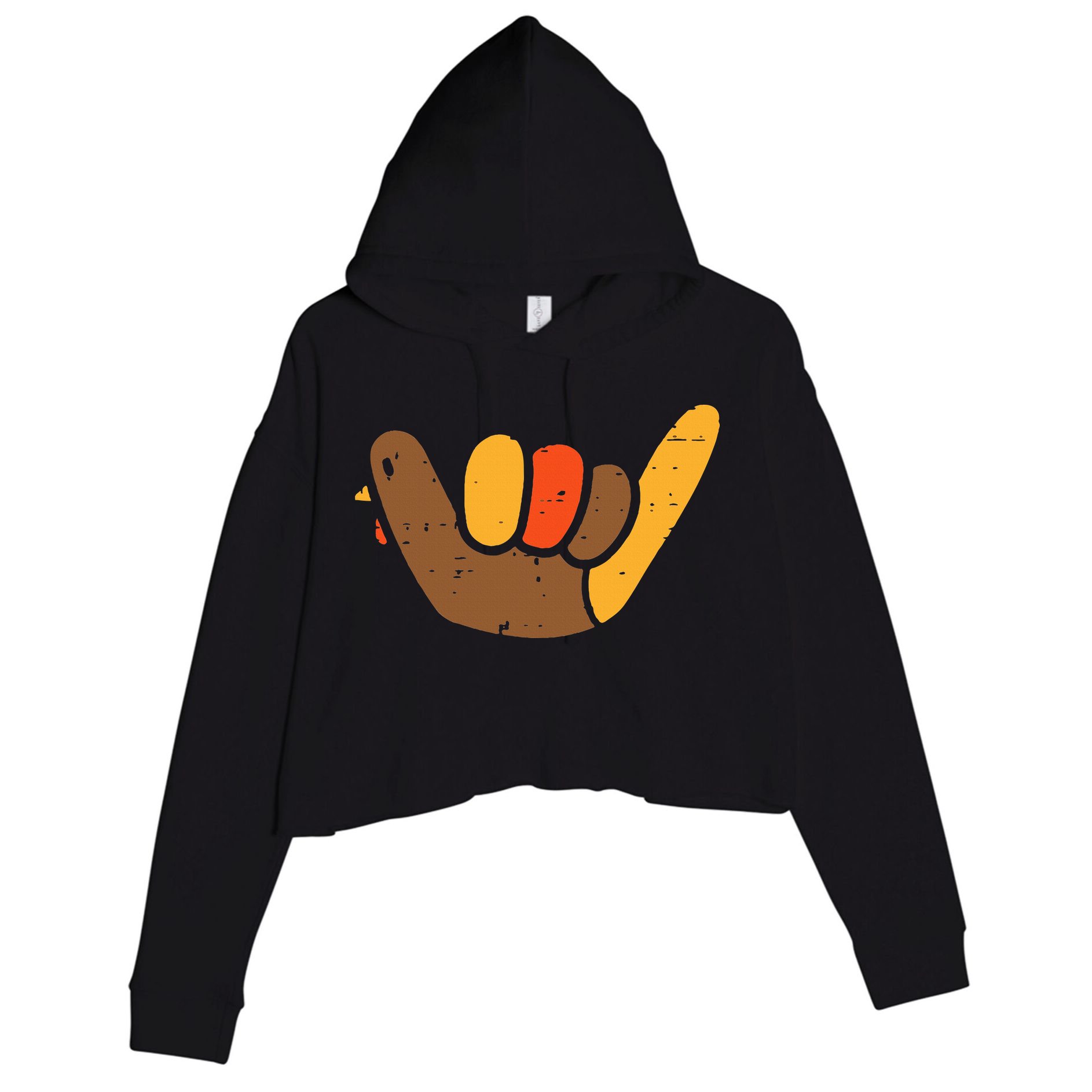 Hang Loose Thanksgiving Day Cool Shaka Sign Fall Autumn Crop Fleece Hoodie