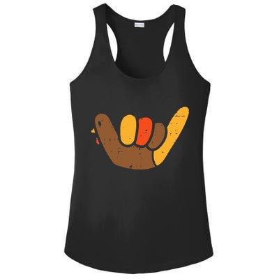Hang Loose Thanksgiving Day Cool Shaka Sign Fall Autumn Ladies PosiCharge Competitor Racerback Tank