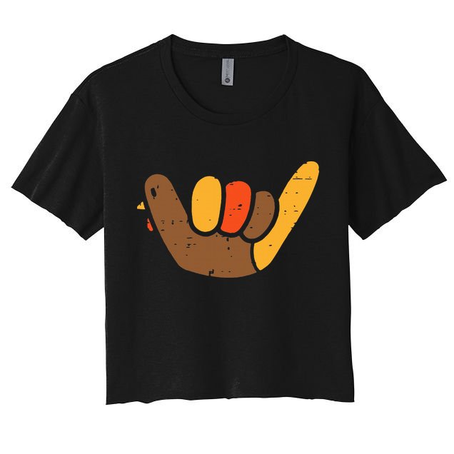 Hang Loose Thanksgiving Day Cool Shaka Sign Fall Autumn Crop Top