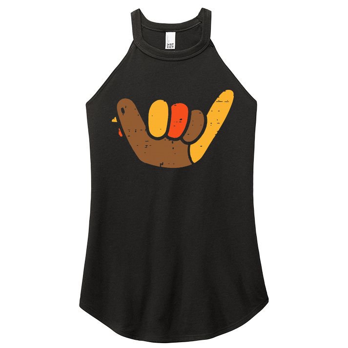Hang Loose Thanksgiving Day Cool Shaka Sign Fall Autumn Women's Perfect Tri Rocker Tank