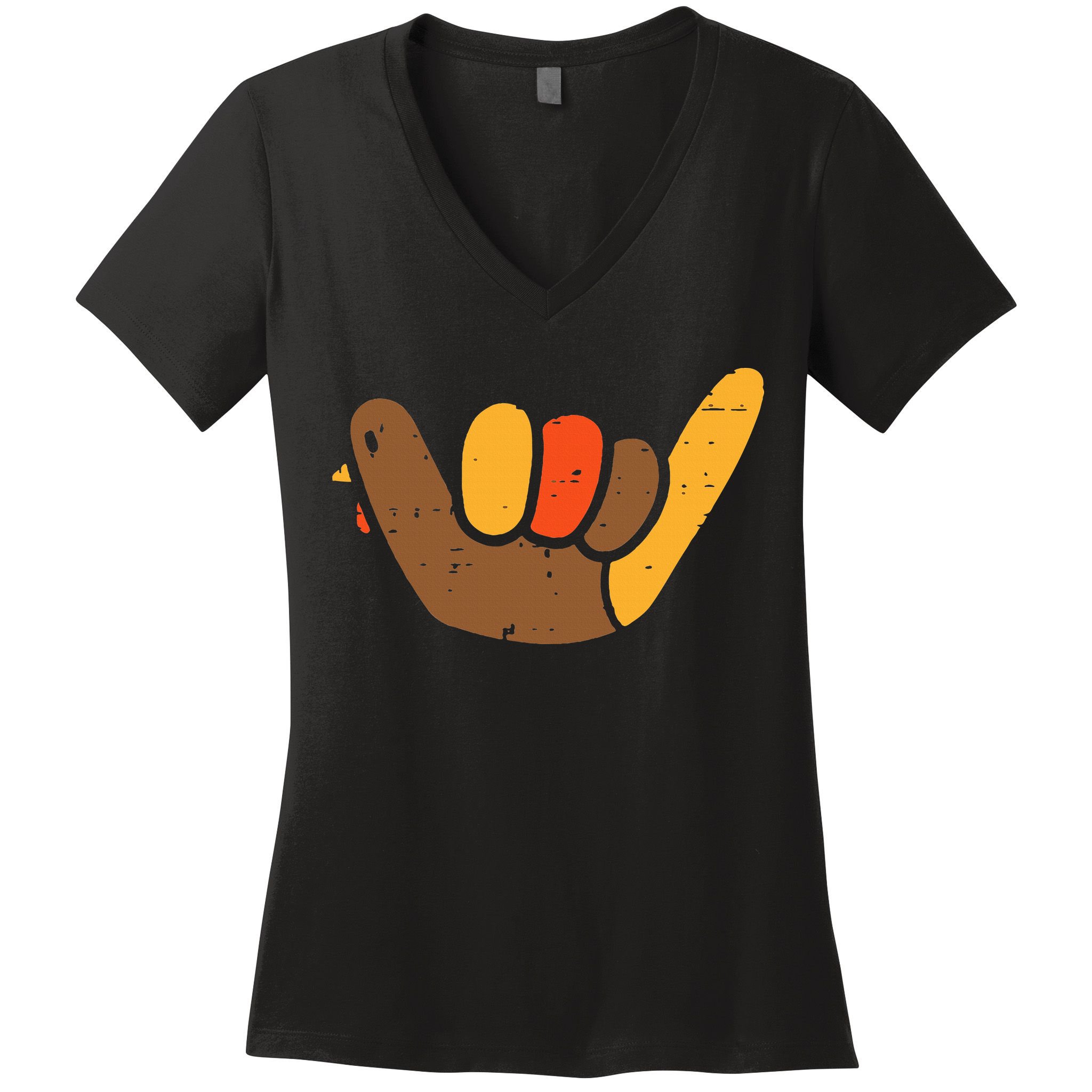 Hang Loose Thanksgiving Day Cool Shaka Sign Fall Autumn Women's V-Neck T-Shirt