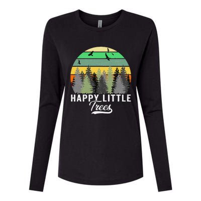 Happy Little Tree Bob Style Vintage Forests Earth Day Gift Womens Cotton Relaxed Long Sleeve T-Shirt