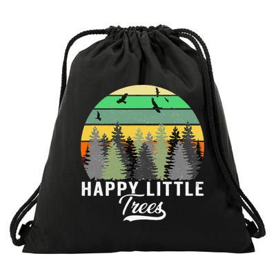 Happy Little Tree Bob Style Vintage Forests Earth Day Gift Drawstring Bag