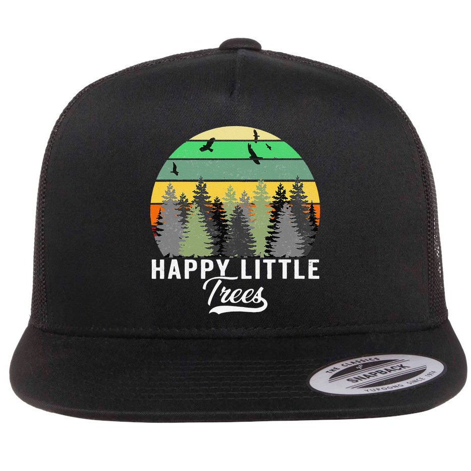 Happy Little Tree Bob Style Vintage Forests Earth Day Gift Flat Bill Trucker Hat