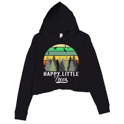 Happy Little Tree Bob Style Vintage Forests Earth Day Gift Crop Fleece Hoodie