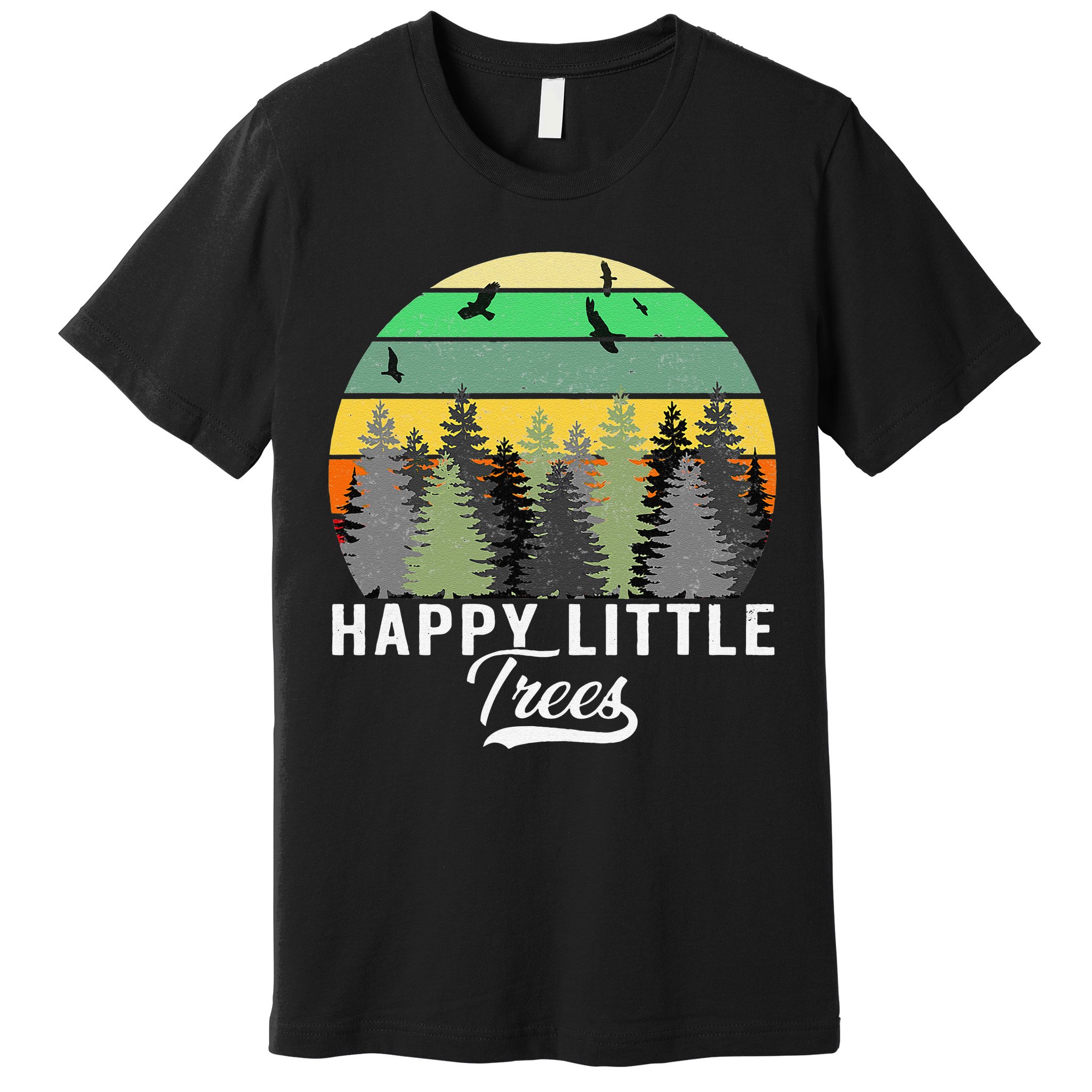 Happy Little Tree Bob Style Vintage Forests Earth Day Gift Premium T-Shirt