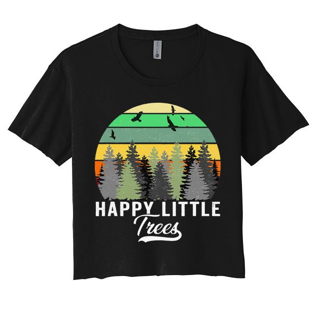 Happy Little Tree Bob Style Vintage Forests Earth Day Gift Women's Crop Top Tee