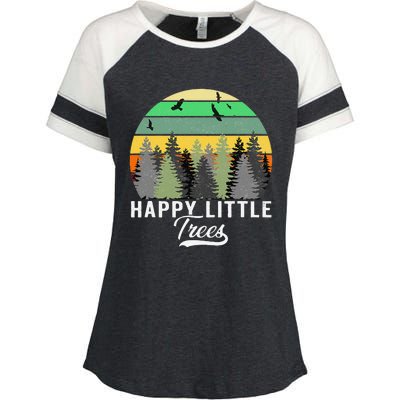 Happy Little Tree Bob Style Vintage Forests Earth Day Gift Enza Ladies Jersey Colorblock Tee