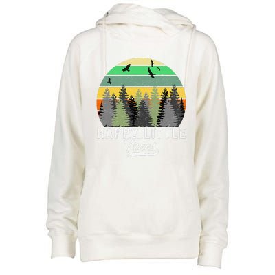 Happy Little Tree Bob Style Vintage Forests Earth Day Gift Womens Funnel Neck Pullover Hood