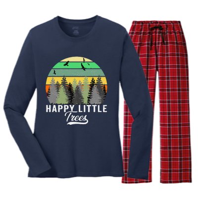 Happy Little Tree Bob Style Vintage Forests Earth Day Gift Women's Long Sleeve Flannel Pajama Set 