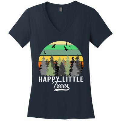 Happy Little Tree Bob Style Vintage Forests Earth Day Gift Women's V-Neck T-Shirt