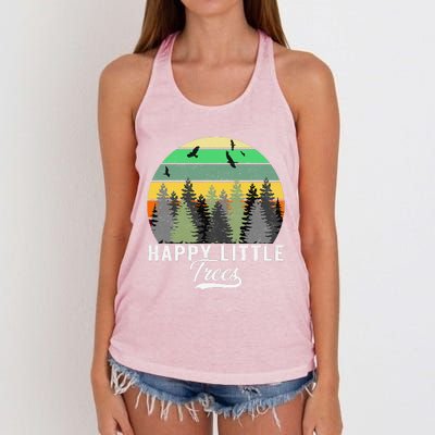 Happy Little Tree Bob Style Vintage Forests Earth Day Gift Women's Knotted Racerback Tank