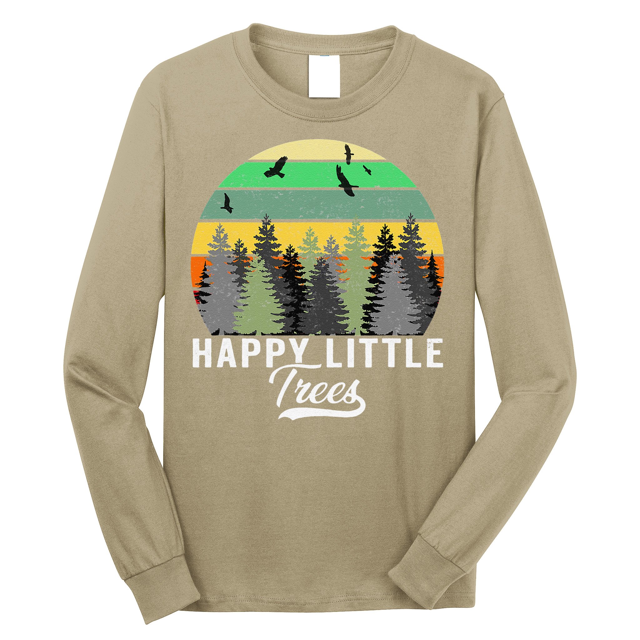 Happy Little Tree Bob Style Vintage Forests Earth Day Gift Long Sleeve Shirt