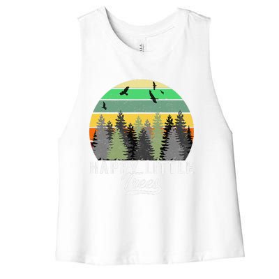 Happy Little Tree Bob Style Vintage Forests Earth Day Gift Women's Racerback Cropped Tank