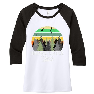 Happy Little Tree Bob Style Vintage Forests Earth Day Gift Women's Tri-Blend 3/4-Sleeve Raglan Shirt