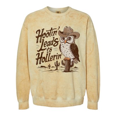 Hootin Leads To Hollerin Western Cowboy Owl Funny Saying Colorblast Crewneck Sweatshirt