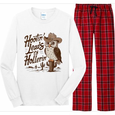 Hootin Leads To Hollerin Western Cowboy Owl Funny Saying Long Sleeve Pajama Set