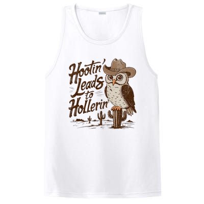 Hootin Leads To Hollerin Western Cowboy Owl Funny Saying PosiCharge Competitor Tank