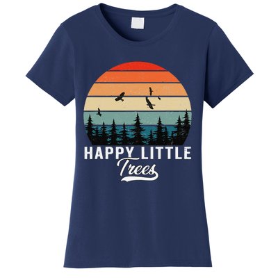 Happy Little Tree Bob Style Vintage Forests Earth Day Women's T-Shirt