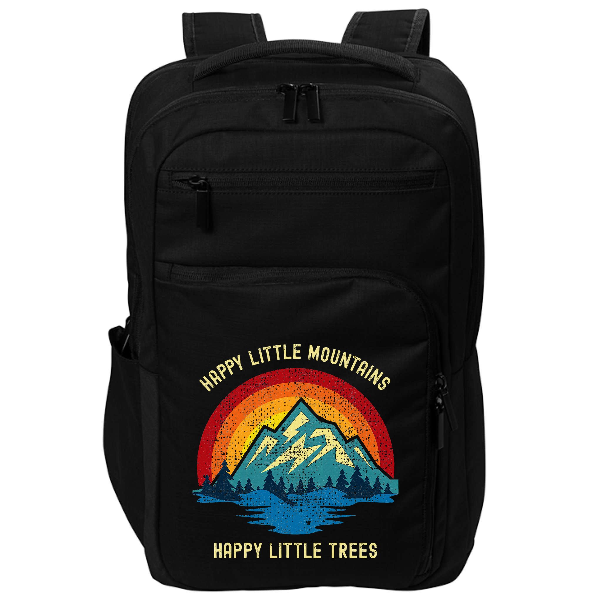 Happy Little Trees Mountains Bob Style Vintage Retro Nature Impact Tech Backpack