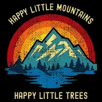 Happy Little Trees Mountains Bob Style Vintage Retro Nature Backpack