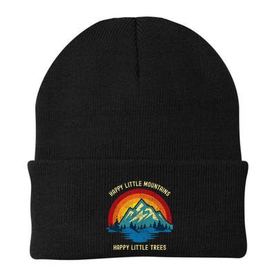Happy Little Trees Mountains Bob Style Vintage Retro Nature Beanie