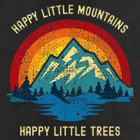 Happy Little Trees Mountains Bob Style Vintage Retro Nature Beanie