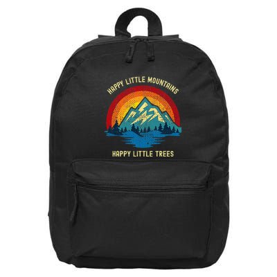 Happy Little Trees Mountains Bob Style Vintage Retro Nature 16 in Basic Backpack