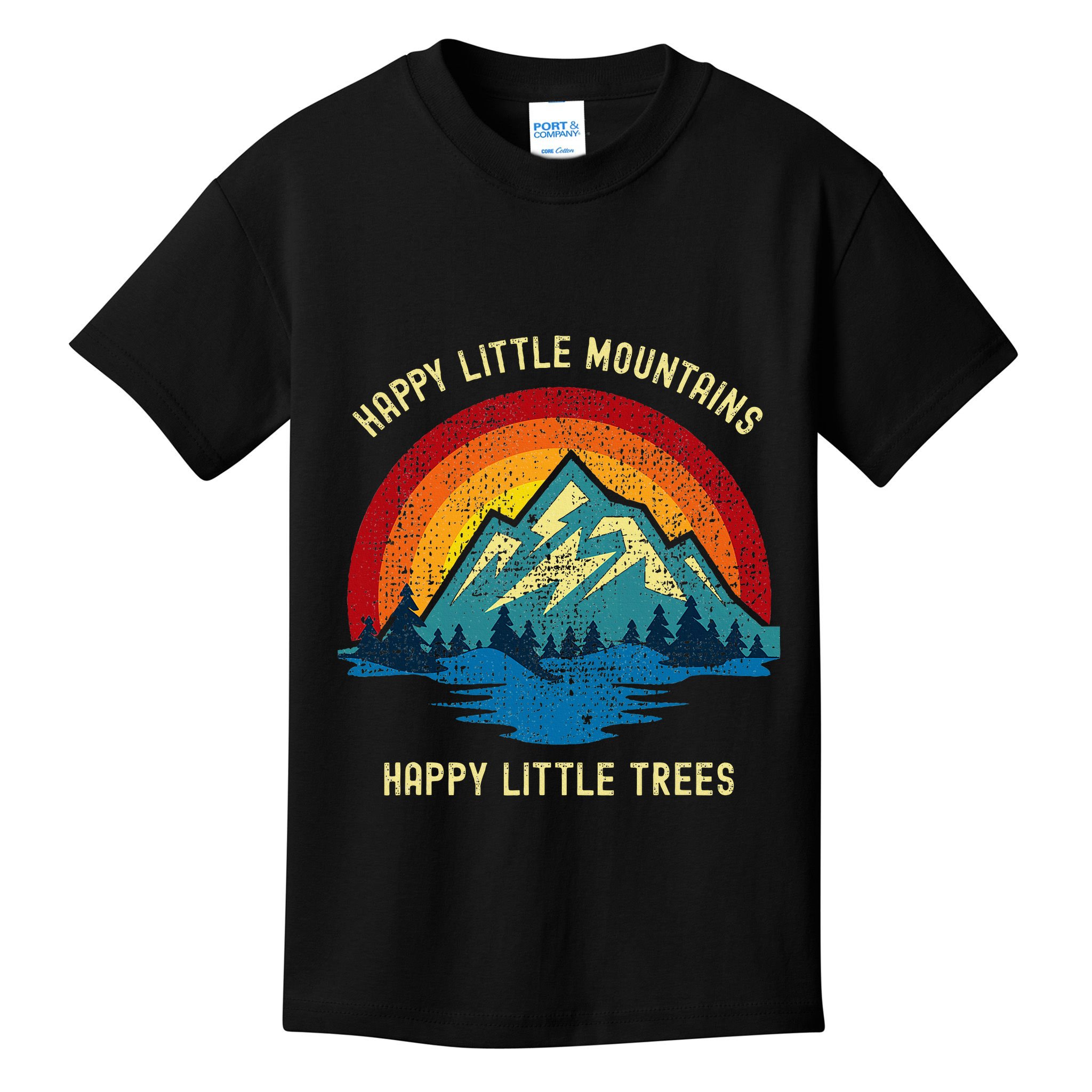 Happy Little Trees Mountains Bob Style Vintage Retro Nature Kids T-Shirt