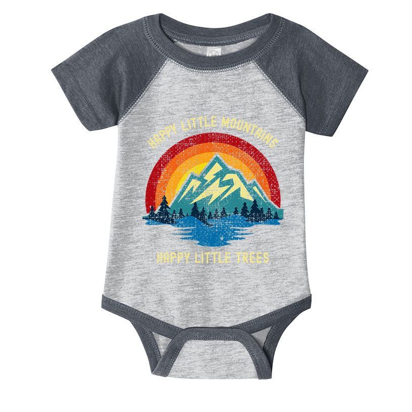 Happy Little Trees Mountains Bob Style Vintage Retro Nature Infant Baby Jersey Bodysuit