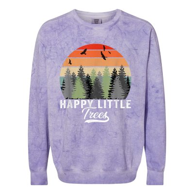 Happy Little Tree Bob Style Vintage Forests Earth Day Colorblast Crewneck Sweatshirt