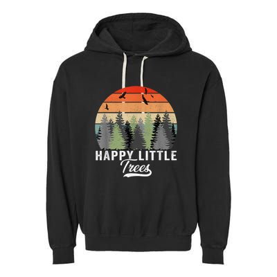 Happy Little Tree Bob Style Vintage Forests Earth Day Garment-Dyed Fleece Hoodie