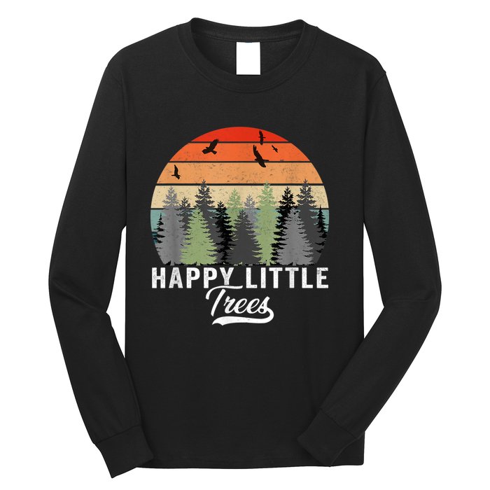 Happy Little Tree Bob Style Vintage Forests Earth Day Long Sleeve Shirt