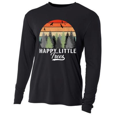 Happy Little Tree Bob Style Vintage Forests Earth Day Cooling Performance Long Sleeve Crew