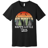 Happy Little Tree Bob Style Vintage Forests Earth Day Premium T-Shirt