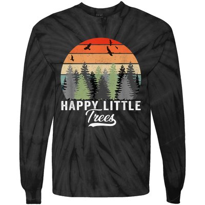 Happy Little Tree Bob Style Vintage Forests Earth Day Tie-Dye Long Sleeve Shirt