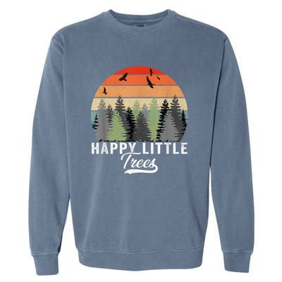 Happy Little Tree Bob Style Vintage Forests Earth Day Garment-Dyed Sweatshirt