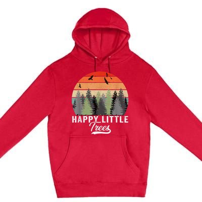 Happy Little Tree Bob Style Vintage Forests Earth Day Premium Pullover Hoodie