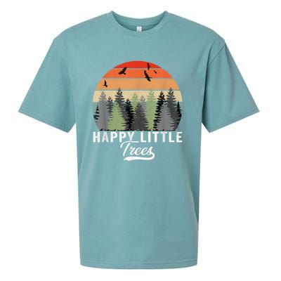 Happy Little Tree Bob Style Vintage Forests Earth Day Sueded Cloud Jersey T-Shirt