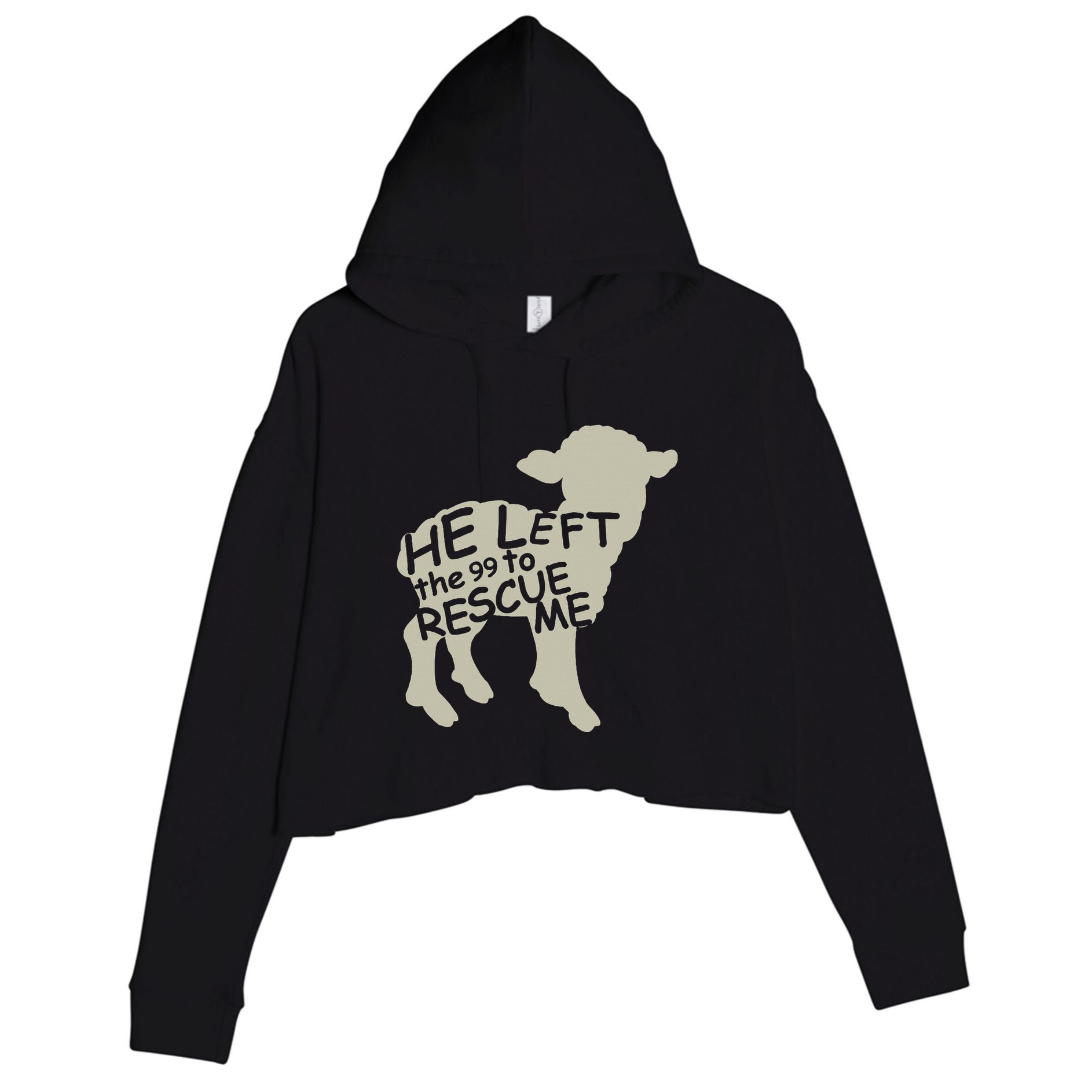 He Left The 99 To Rescue Me Religious Christian Crop Fleece Hoodie
