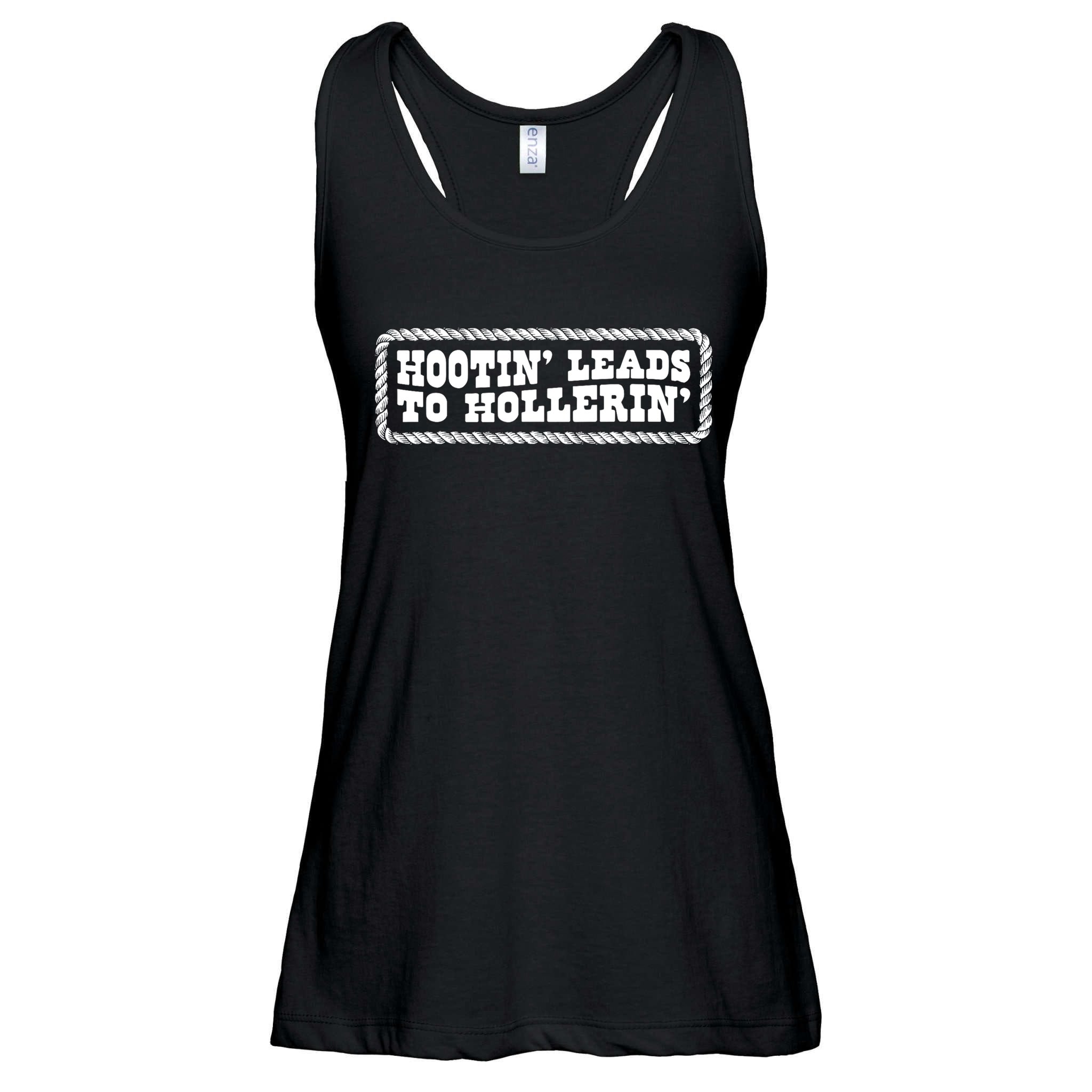 Hootin Leads To Hollerin Groovy Ladies Essential Flowy Tank