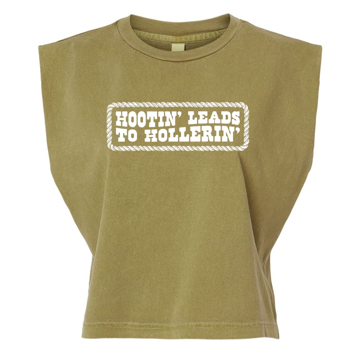 Hootin Leads To Hollerin Groovy Garment-Dyed Women's Muscle Tee