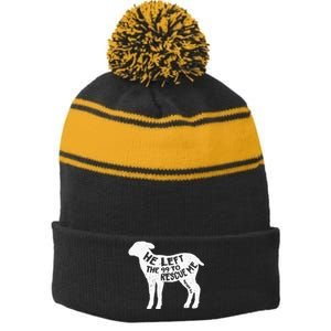 He Left The 99 To Rescue Me Matthew 1812 Lamb Christian Stripe Pom Pom Beanie